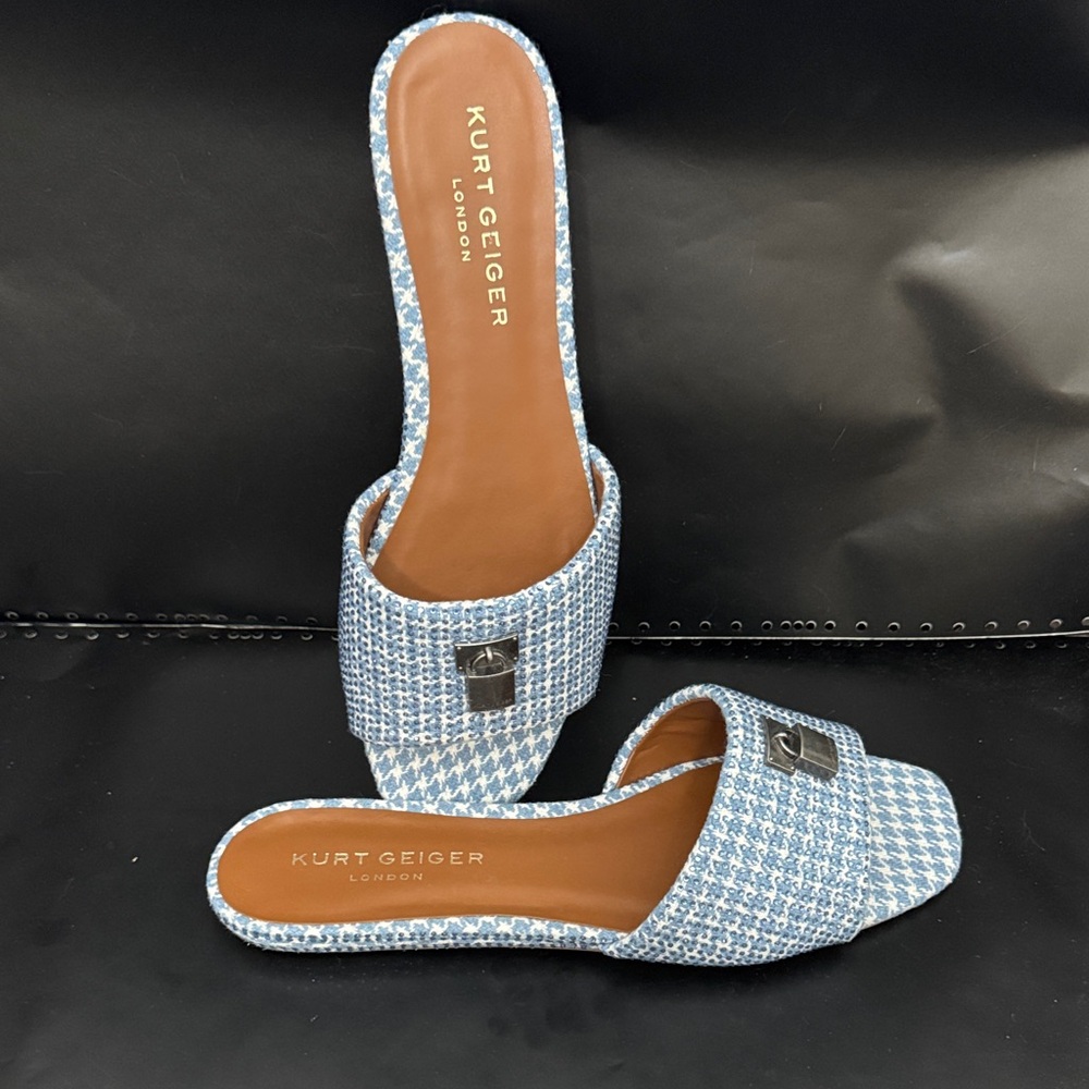 Kurt Geiger Blue and White Women's Slide Sandals EU 41